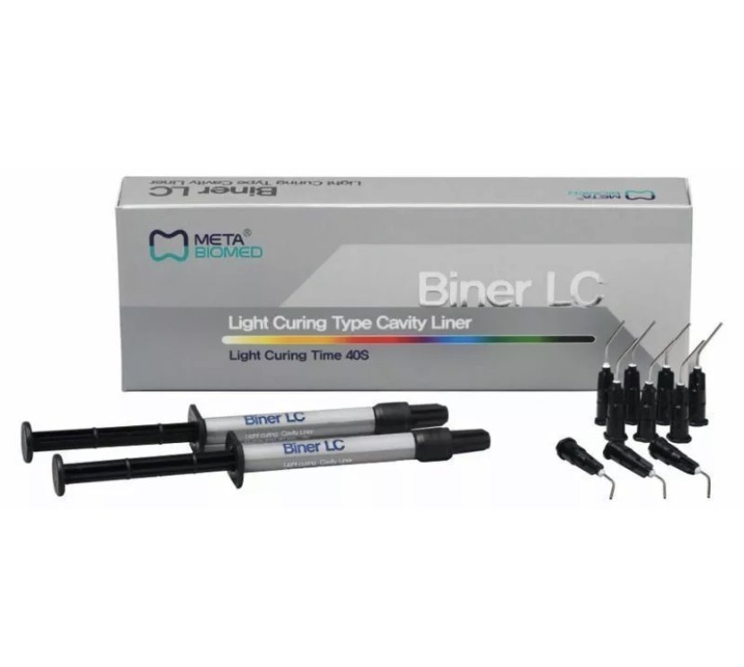 Meta Biomed Dental Light curing type cavity liner Biner LC 2 x 2g Syringes