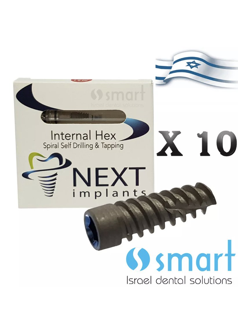 lot x 10 Dental Titanium Spiral Implant Internal Hex self drilling  tapping NEXT