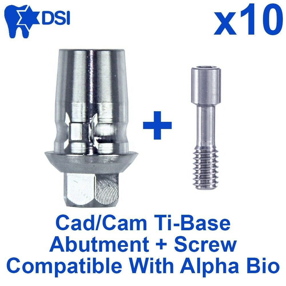 10x Dental Implant CAD/CAM Ti-Base Abutment Int-Hex Alpha Bio Sirona Compatible