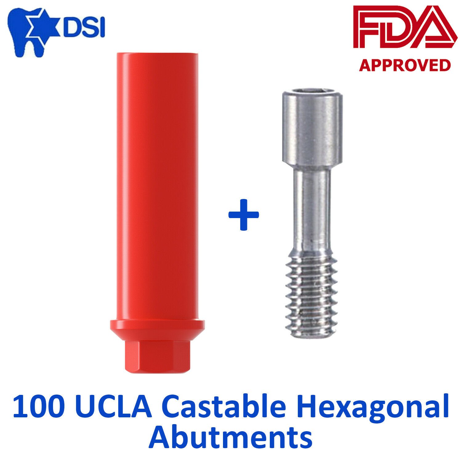 100x DSI Dental Implant UCLA Plastic Castable Hexagonal Abutments FDA Approved