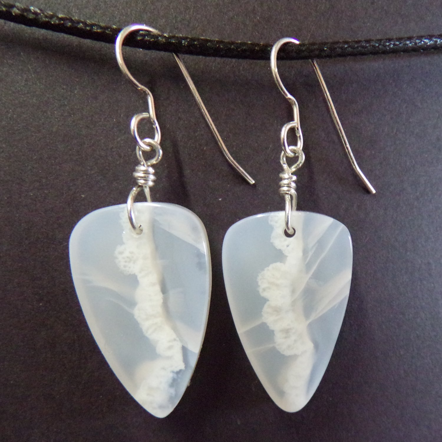 white lace agate earrings