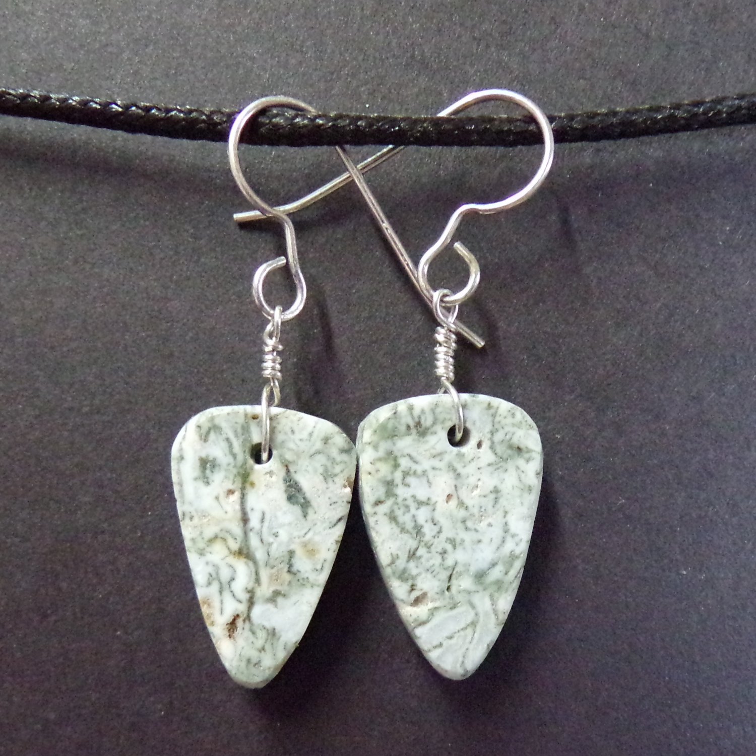 green tree agate earrings