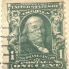 1902 STAMP ONE CENT 1706 FRANKLIN 1790