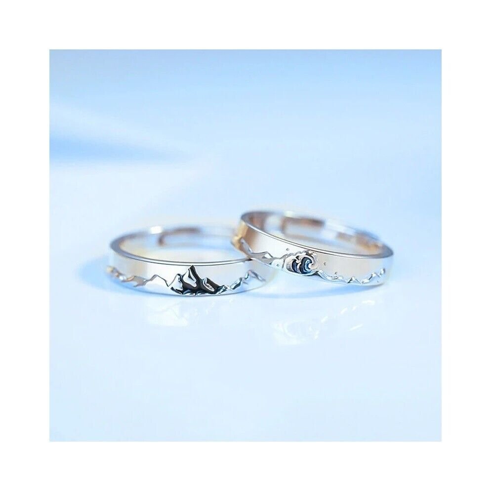 Mountain and Sea couple copper ring Adjustable Matching Promise Ring Trendy Best