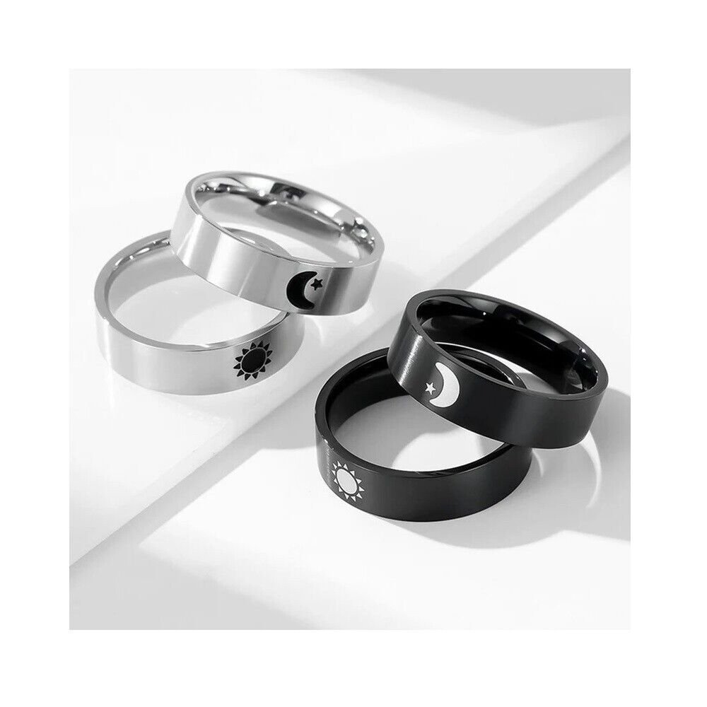 Sun Moon&Star Couplering Matching Sterling Silver Promise Ring Trendy