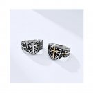 Retro Crusader Shield Crossring Matching Sterling Silver Promise Ring Trendy