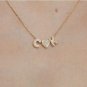 925 Sterling Silver Initial Necklace, 3D Initial Necklace CZ Diamond Necklace