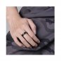 Simple black sand finish tungsten Decompression Matching Sterling Silver Ring