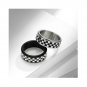 Black and White Gridring Rotatable Decompression Matching Sterling Silver Ring