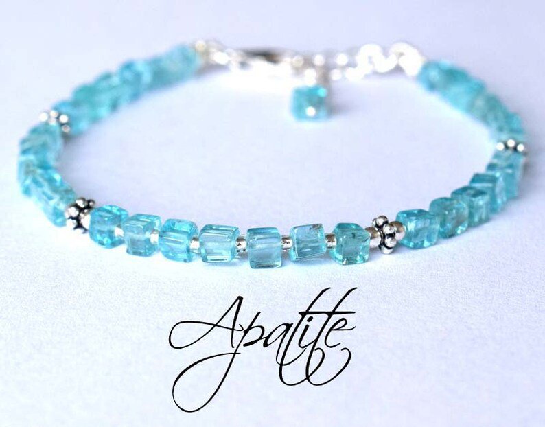 Apatite Cube 4mm Smooth beads adjustable stacking bracelet