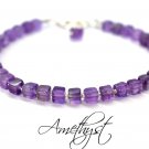 Amethyst Cube 6mm Smooth beads adjustable stacking bracelet