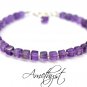 Amethyst Cube 6mm Smooth beads adjustable stacking bracelet