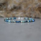 Azurite Round 3mm Smooth beads adjustable stacking bracelet