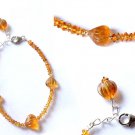Citrine Wheel 3mm Smooth beads adjustable stacking bracelet