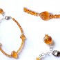 Citrine Wheel 3mm Smooth beads adjustable stacking bracelet