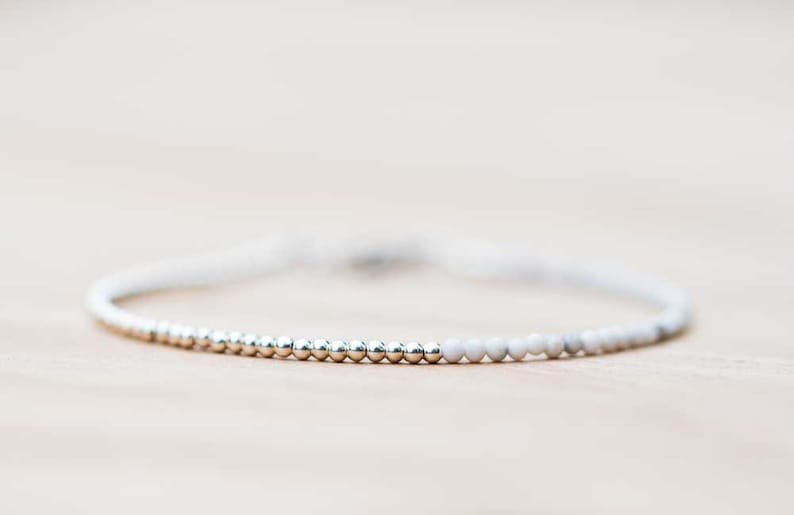 Howlite Round 2mm Smooth beads adjustable stacking bracelet