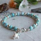 Larimar Round 6mm Smooth beads adjustable stacking bracelet