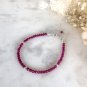 Ruby Round 3.5mm Faceted beads adjustable stacking bracelet