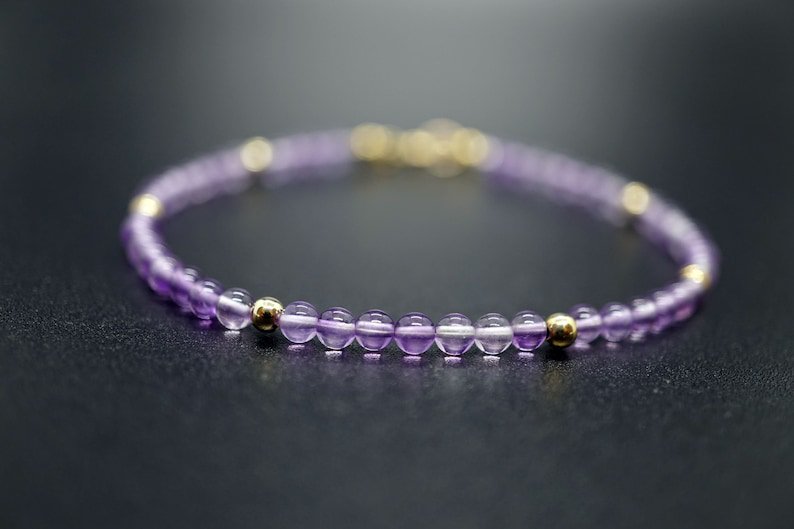 Amethyst Round 3mm Smooth beads adjustable stacking bracelet