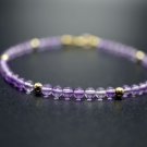 Amethyst Round 3mm Smooth beads adjustable stacking bracelet