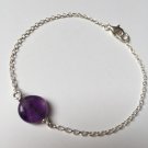 Amethyst Coin 12mm Smooth beads adjustable stacking bracelet