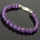 Amethyst Round 8mm Smooth beads adjustable stacking bracelet