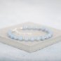 Angelite Round 6mm Smooth beads adjustable stacking bracelet