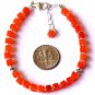 Carnelian Cube 4mm Smooth beads adjustable stacking bracelet
