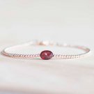 Garnet Oval 10x12 Faceted beads adjustable stacking bracelet