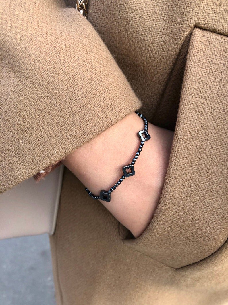 Hematite Round 2mm Smooth beads adjustable stacking bracelet