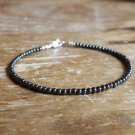 Hematite Round 3mm Smooth beads adjustable stacking bracelet