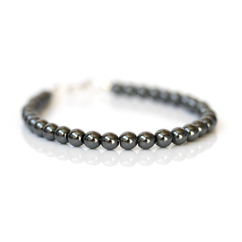 Hematite Round 5mm Smooth beads adjustable stacking bracelet