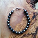 Hematite Round 8mm Smooth beads adjustable stacking bracelet