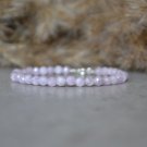 Kunzite Round 4mm Faceted beads adjustable stacking bracelet
