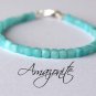 Amazonite Cube 6mm Faceted beads adjustable stacking bracelet