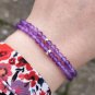 Amethyst Round 4mm Faceted beads adjustable stacking bracelet