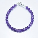 Amethyst Round 6mm Faceted beads adjustable stacking bracelet