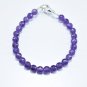 Amethyst Round 6mm Faceted beads adjustable stacking bracelet