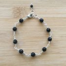 Black Jet Round 8mm Smooth beads adjustable stacking bracelet