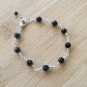 Black Jet Round 8mm Smooth beads adjustable stacking bracelet