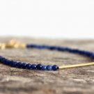 Blue Jade Round 3mm Smooth beads adjustable stacking bracelet