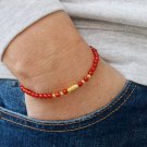 Carnelian Round 3mm Smooth beads adjustable stacking bracelet