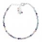 Fluorite Round 3mm Faceted beads adjustable stacking bracelet