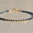 Hematite Round 3mm Faceted beads adjustable stacking bracelet