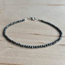 Hematite Round 2mm Faceted beads adjustable stacking bracelet