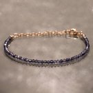 Iolite Round 2.5mm Faceted beads adjustable stacking bracelet