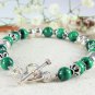 Malachite Round 8mm Smooth beads adjustable stacking bracelet