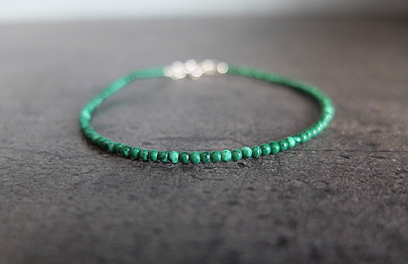 Malachite Round 2mm Smooth beads adjustable stacking bracelet