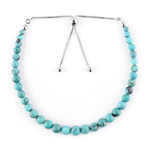 Turquoise Round 4mm Smooth beads adjustable stacking bracelet