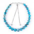 Turquoise Round 6mm Smooth beads adjustable stacking bracelet